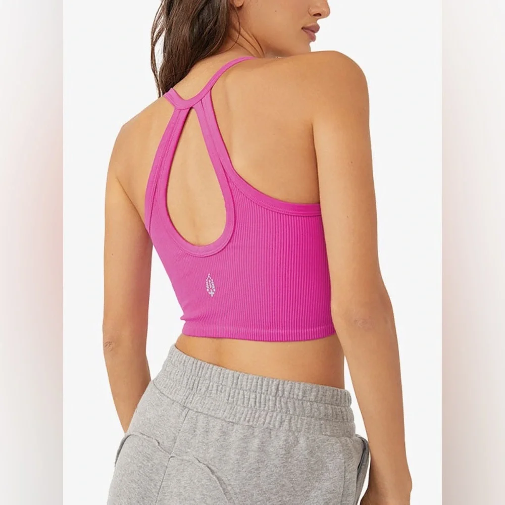 Free People Movement Free Throw Henley Crop Tank - Magenta - XS/S - Picture 2 of 8